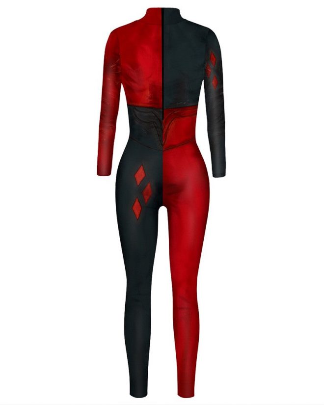 Harley Quinn Unitard Halloween Catsuit Costume for Womens Suicide Squad